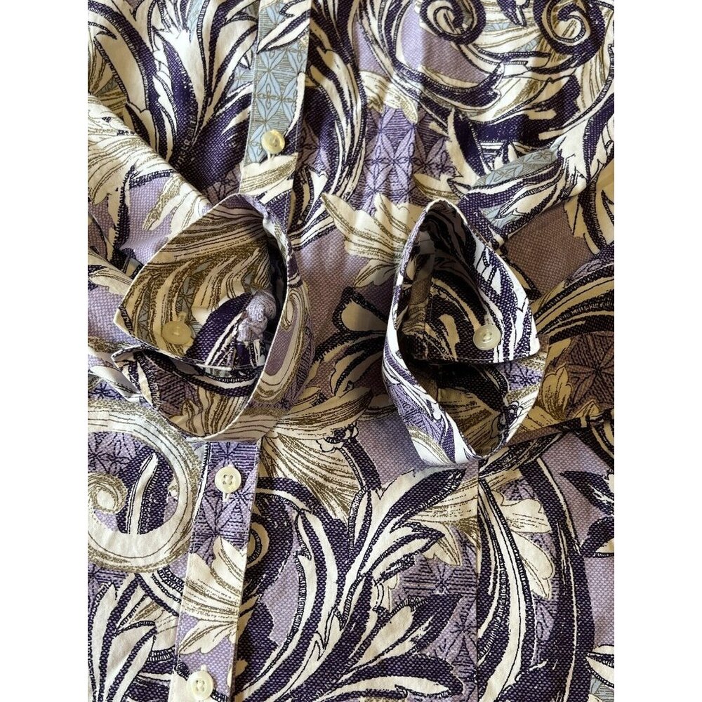 Chico's Button Up Shirt Size 2 Paisley Long Sleeve Wrinkle Resistant Career City - Picture 10 of 12